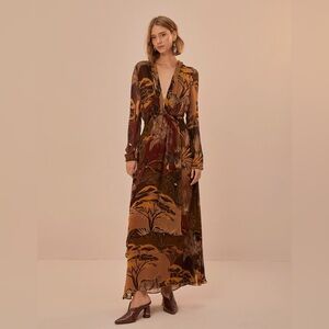 NEW Farm Rio Caramel Savana Dream Maxi Dress Size Small